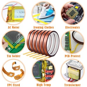 Kapton Polyimide High Temperature Resistant Tape with Silicone Adhesive for Masking, Soldering etc.